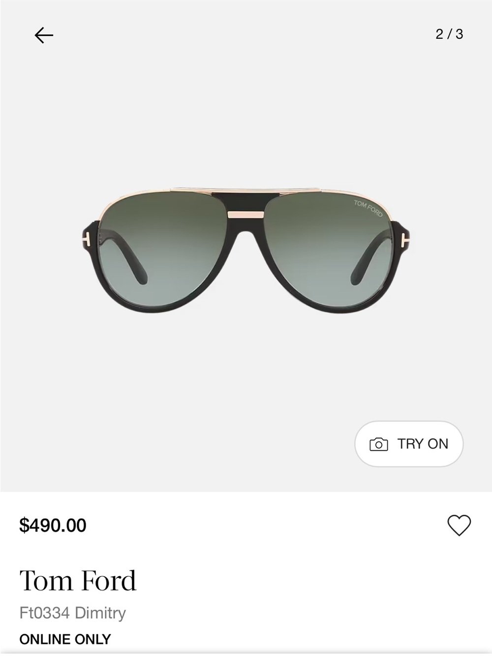 Tom Ford Aviator Dimetry